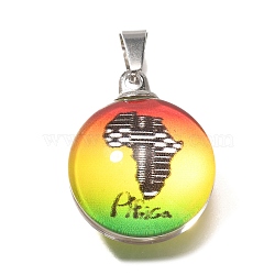 Flat Round 201 Stainless Steel Acrylic Pendants, Map, 24.5x19.5x12mm, Hole: 5.5x4mm(STAS-U036-01P-11)