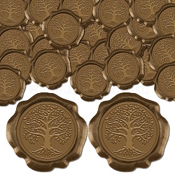 CRASPIRE 50Pcs Adhesive Wax Seal Stickers, Envelope Seal Decoration, For Craft Scrapbook DIY Gift, Tree of Life, 30mm(DIY-CP0010-99C)