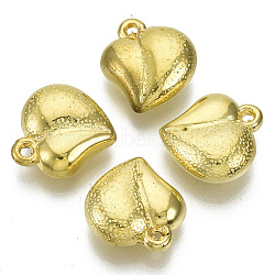 CCB Plastic Charms, Hammered, for DIY Jewelry Making, Heart, Golden, 14x13~14x6mm, Hole: 1.4mm, about 860pcs/500g(CCB-N003-45G)