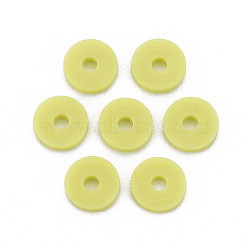Handmade Polymer Clay Beads, Disc/Flat Round, Heishi Beads, Green Yellow, 4x1mm, Hole: 1mm, about 55000pcs/1000g(CLAY-R067-4.0mm-B10)
