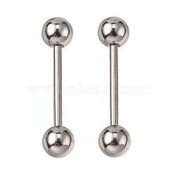 304 Stainless Steel Straight Barbell Tongue Rings, Barbell Cartilage Earrings, Piercing Jewelry, Stainless Steel Color, 27x6mm, Bar Length: 5/8"(15.5mm), Pin: 15 Gauge(1.5mm), Ball: 6mm(X-STAS-R115-29A-P)
