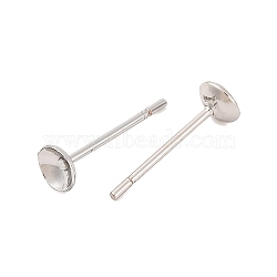 Brass Stud Earring Settings, Cadmium Free & Nickel Free & Lead Free, Real Platinum Plated, 13x4mm, Pin: 0.8mm, Tray: 3mm(KK-M163-04P-A-NR)