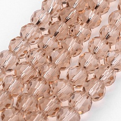 Transparent Glass Bead Strands, Imitate Austrian Crystal, Faceted(32 Facets), Round, Moccasin, 10mm, Hole: 1mm, about 65~68pcs/strand, 58~62cm(GLAA-G013-10mm-90)