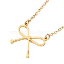 304 Stainless Steel Bowknot Pendant Necklaces for Women, Real 18K Gold Plated, 17.13 inch(43.5+6cm)(NJEW-S434-01G)