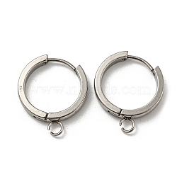 Tarnish Resistant 201 Stainless Steel Huggie Hoop Earrings Findings, with Vertical Loop, with 316 Surgical Stainless Steel Earring Pins, Ring, Stainless Steel Color, 18x3mm, Hole: 2.7mm, Pin: 1mm(STAS-A167-01O-P)