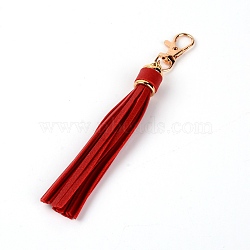 PU Leather Tassel Pendants, with Alloy Findings, Dark Red, 152x15mm(FIND-WH0075-19F)