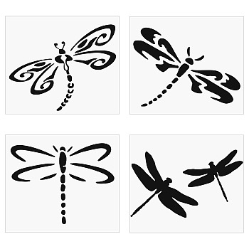 8 Sheets 4 Styles PET Waterproof Car Stickers, Self-Adhesive Decals, for Vehicle Decoration, Dragonfly Pattern, 58~110x45~110x0.1mm, 2 sheets/style