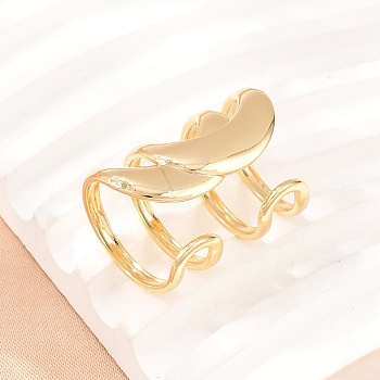 304 Stainless Steel Cuff Open Rings, Moon, Ion Plating(IP), Golden, 28.5mm, Inner Diameter: 18mm
