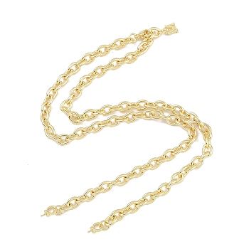 Brass M Pendant Cable Chain Necklace Making, for Half Drilled Beads, Real 18K Gold Plated, 19.88 inch(505mm), Pendant: 8.8x5x3.7mm, Pin: 0.7mm