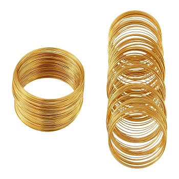 200 Circles Steel Memory Wire, for Collar Necklace/Wrap Bracelets Making, Golden, 22 Gauge, 0.6mm, 60mm inner diameter