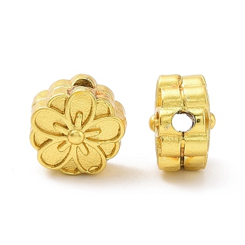 Rack Plating Brass Beads, Long-Lasting Plated, Lead Free & Cadmium Free, Flower, Matte Gold Color, 9.5x7mm, Hole: 1.8mm