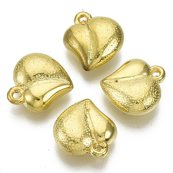 CCB Plastic Charms, Hammered, for DIY Jewelry Making, Heart, Golden, 14x13~14x6mm, Hole: 1.4mm, about 860pcs/500g