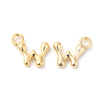Brass Charms, Real 18K Gold Plated, Letter W, 11x12.5x3mm, hole: 2.5mm