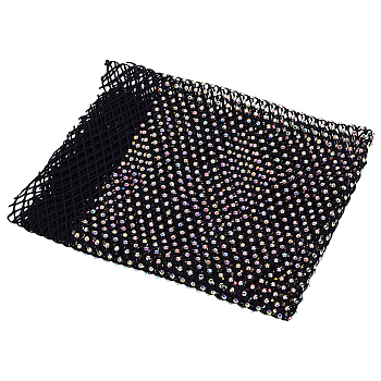 Stretch Mesh Fabric Elastic Net, with Rhinestone, for Clothing Making Party Decorations, Black, 400x300mm