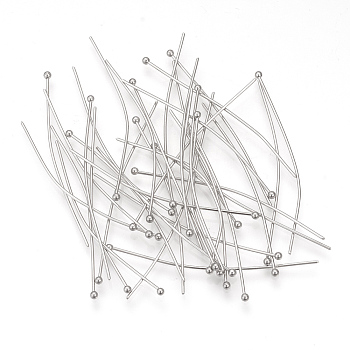 304 Stainless Steel Ball Head pins, Stainless Steel Color, 40x0.7mm, 21 Gauge, Head: 2mm