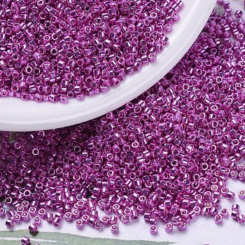 MIYUKI Delica Beads, Cylinder, Japanese Seed Beads, 11/0, (DB0425) Galvanized Hot Pink, 1.3x1.6mm, Hole: 0.8mm, about 10000pcs/bag, 50g/bag