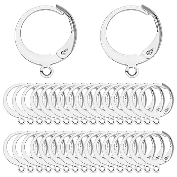 80Pcs 304 Stainless Steel Leverback Earring Findings, with Horizontal Loop, Stainless Steel Color, 14.5x12x2mm, Hole: 1.2mm