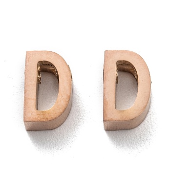 Ion Plating(IP) 304 Stainless Steel Charms, Alphabet, Rose Gold, Letter.D, 8x5x3mm, Hole: 1.8mm