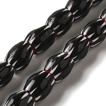 Handmade Lampwork Beads, Rondelle, Black, 9~14x8~13mm, Hole: 2mm, about 53~61pcs/strand, 25~25.98''(63.5~66cm)