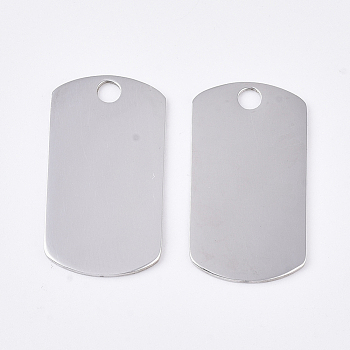 201 Stainless Steel Pendants, Rectangle, Blank Stamping Tag, Stainless Steel Color, 22.5x12.5x0.8mm, Hole: 2mm
