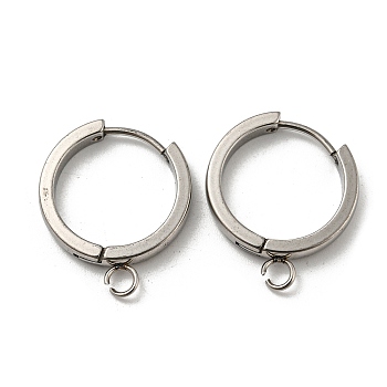 201 Stainless Steel Huggie Hoop Earrings Findings, with Vertical Loop, with 316 Surgical Stainless Steel Earring Pins, Ring, Stainless Steel Color, 18x3mm, Hole: 2.7mm, Pin: 1mm