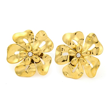 304 Boucles d'oreilles clous fleur en acier inoxydable pour femme(EJEW-U023-04G-03)-2