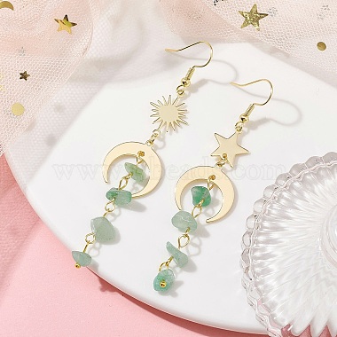 Moon & Sun & Star Brass Asymmetrical Earrings(EJEW-JE05461-04)-2