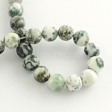 Natural Tree Agate Round Gemstone Beads Strands(G-R255-8mm)-4