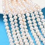 Natural Cultured Freshwater Pearl Beads Strands, Grade AB, Potato, Beige, 7~8mm, Hole: 0.5mm, about 52pcs/strand, 13.19~13.39''(33.5~34cm)(PA-CBAC463-06)