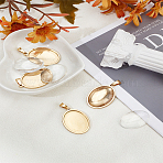 4Pcs Stainless Steel Pendant Cabochon Settings, Oval, with 4Pcs Glass Cabochons, Golden, Tray: 25x18mm, 30.5x21x2mm, Hole: 6.5x3.5mm(STAS-LP0005-54)