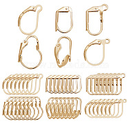 48Pcs 6 Styles Brass Leverback Earring Findings, with Horizontal Loop, Golden, 13~16.5x8~11x1.5~6mm, Hole: 1.4~1.8mm, Pin: 0.7~0.8mm, 8Pcs/style(KK-AR0003-59G)