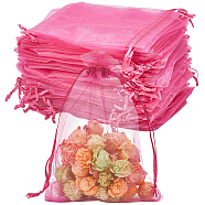 100Pcs Organza Bags Jewellery Storage Pouches Wedding Favour Party Mesh Drawstring Gift, Medium Violet Red, 18x13cm, 100pcs/set(OP-SP0001-01C)