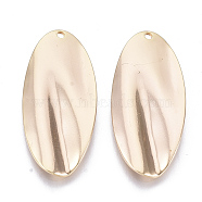 Brass Pendants, Nickel Free, Oval, Real 18K Gold Plated, 30x14x2mm, Hole: 1.2mm(KK-N231-47-NF)