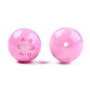 Flower Opaque Resin Beads, Round, Pearl Pink, 20x19mm, Hole: 2mm(RESI-T054-001B)