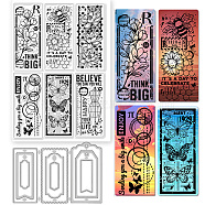 1 Sheet Custom PVC Plastic Clear Stamps, with 1Pc Carbon Steel Cutting Dies Stencils, for DIY Scrapbooking, Photo Album Decorative, Cards Making, Flower, Stamps: 160x110x3mm, Stencils: 125x87x0.8mm(DIY-GL0004-74)