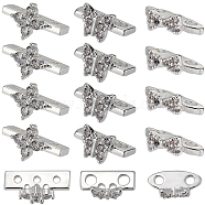 24Pcs 3 Styles Brass Pave Clear Cubic Zirconia Connector Charms, Long-Lasting Plated, Butterfly & Flower & Bowknot Links, Silver, 3~7.5x10~13x5~7mm, Hole: 1.2~1.8mm, 8pcs/style(KK-SC0004-24S)