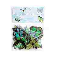 Waterproof PET Plastic Adhesive Sticker Lables, for Suitcase, Refrigerator, Mobile Phone Shell, Scarpbook, Notebook, Water Proof, Butterfly, Green, 20~50x20~50mm, about 40pcs/bag(STIC-PW0001-187E)