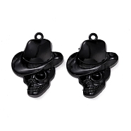 Alloy Pendants, Skull with Hat, Electrophoresis Black, 44x34.5x6mm, Hole: 3mm(FIND-K007-05EB)