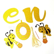 Bees Birthday Party Supplies, with Glitter Paper Tags, Plastic Needle & Polyester Rope, Gold, 14.7~17x0.4~20.5x0.04~0.1cm, Hole: 4mm, 7pcs/set(HJEW-WH0014-68)