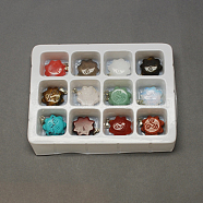 Gemstone Pendants, with Brass Clasps, Mixed Stone, Mixed Color, 24x20x6mm, Hole: 6x2mm, 12pcs/box(G-S045-20-B)