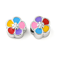 CCB Plastic Large Hole Beads, with Enamel, Flower, 10.5x10x8mm, Hole: 5mm(CCB-D007-01F)
