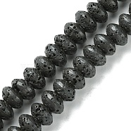 Natural Lava Rock Beads Strands, Saucer Beads, Frosted, 8.5x5mm, Hole: 1.3mm, about 75pcs/strand, 15.16''(38.5cm)(G-H020-N02-01)