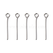 304 Stainless Steel Eye Pin, Stainless Steel Color, 20x0.6mm, Hole: 2mm, about 5000pcs/bag(STAS-E013-0.6x20mm)