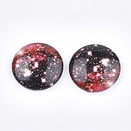 Starry Sky Pattern Printed Glass Cabochons, Half Round/Dome, Colorful, 25x6~6.5mm(GGLA-N004-25mm-D50)