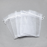 Organza Bags, High Dense, Rectangle, White, 12x9cm(OP-T001-9x12-06)