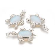 Opalite Pendants, with Alloy Findings, Tortoise, Platinum, 49x31.5x7mm, Hole: 8x5mm(G-O164-01A)