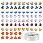 DIY Stretch Bracelet Making Kit, Including Dyed Natural Fire Crackle Agate Round Beads, Elastic Thread, Mixed Color, 80Pcs/box(DIY-FW0001-36)