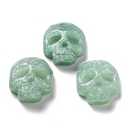 Natural Green Aventurine Pendants, Halloween Skull Charms, Faceted, 21.5~22x19~19.5x6~6.5mm, Hole: 1mm(G-M406-F02-01)