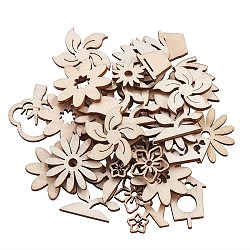 Unfinished Wood Piece Decorations, DIY Craft Supplies, Hollow out Mixed Shape, Antique White, 2.8~3.2x2~3x0.25cm(WOOD-CJ0001-44)