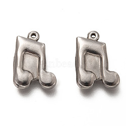 201 Stainless Steel Pendants, Musical Note, Stainless Steel Color, 17x12x2.7mm, Hole: 0.8mm(STAS-H125-20P)